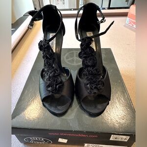 Steve Madden Black Satin Heels
